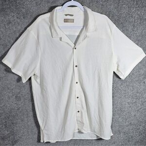 Distortion Textured‎ Button Up Shirt Mens Size XL Cream Beach Resortwear Cruise